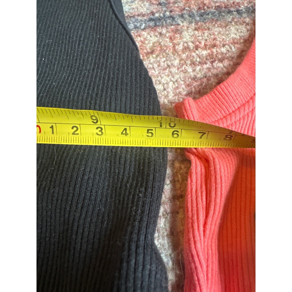 Set of 2  Aerie‎ American Eagle Ribbed Tank Tops Coral Pink Black Sz XS Top - Picture 6 of 12